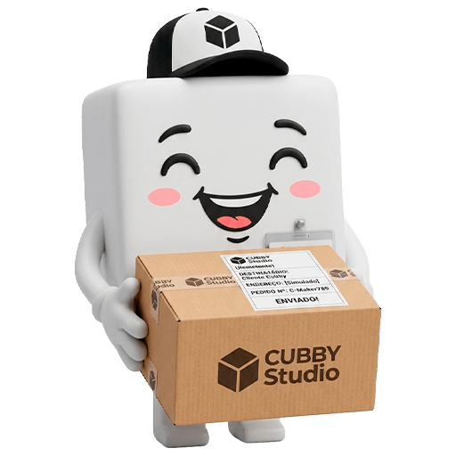Cubbynho entregando uma caixa da Cubby